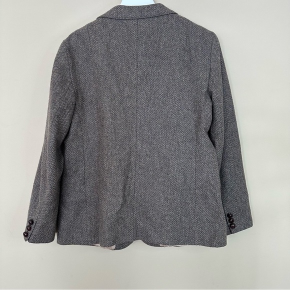 Vintage Andrea York by Farah Women 16 Wool Blazer Herringbone Academia Brown Gra - Picture 9 of 12